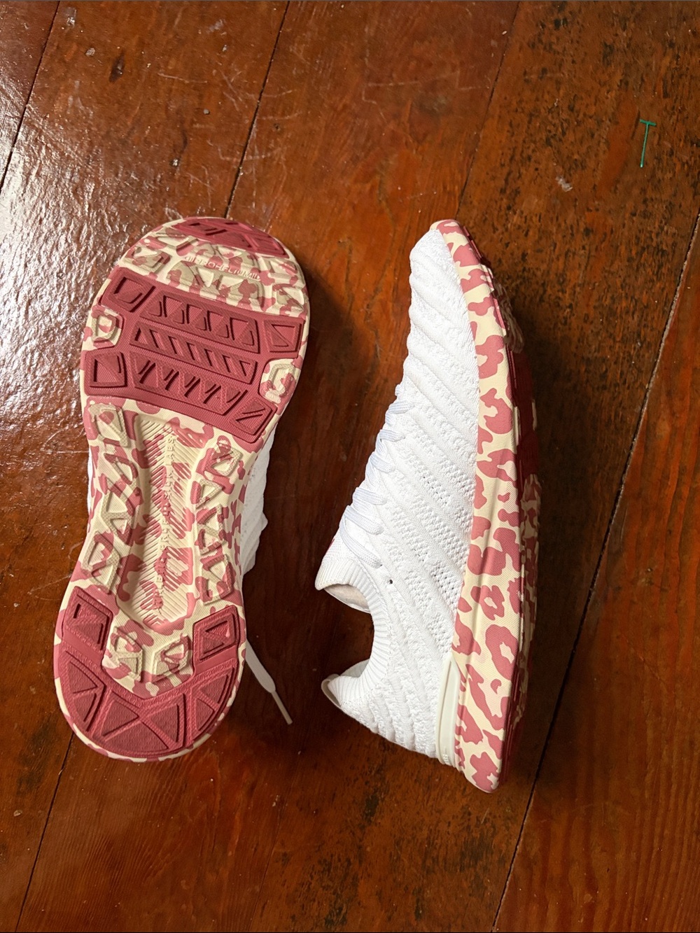 APL White Knit Slip-On Sneakers with Rose colored Logo Accents - Picture 2 of 2